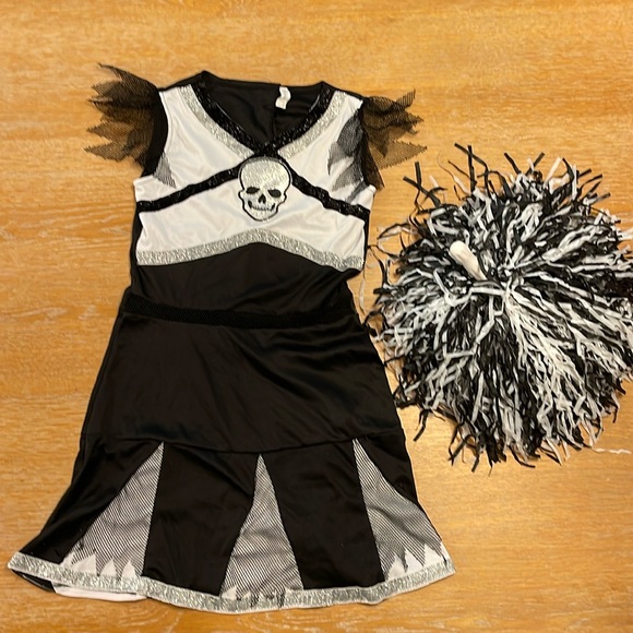 Amscan Girls Ra Ra Rebel Cheerleader Costume. Skeleton dead cheerleader. - Picture 1 of 7